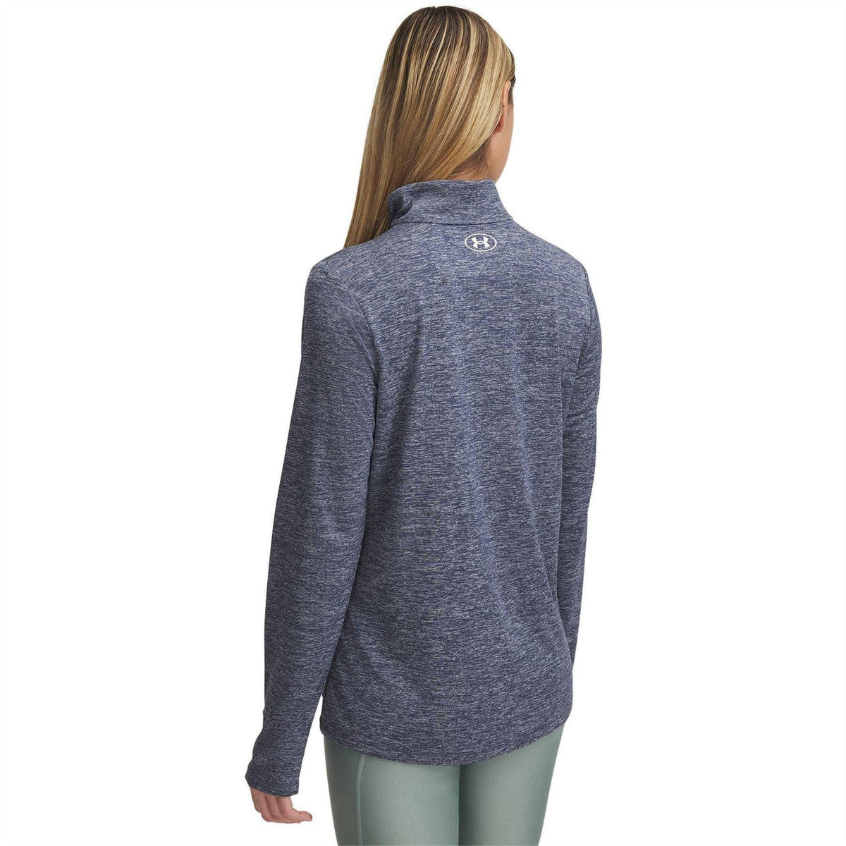 Grey - Back - Under Armour Womens-Ladies Tech Zip Neck Top