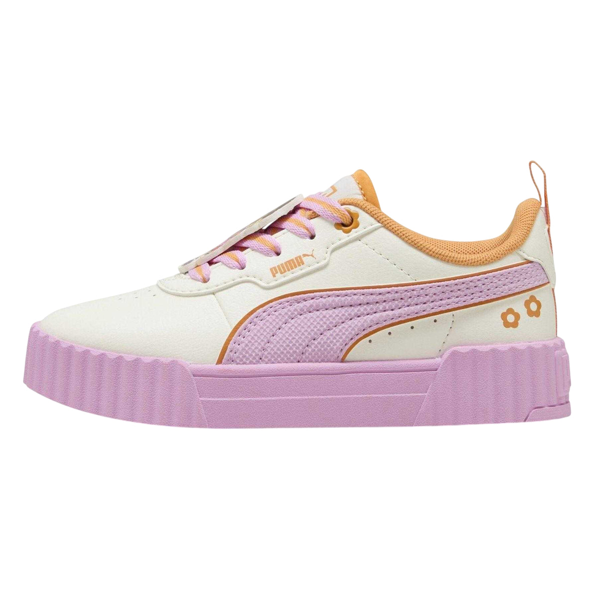 White-Papaya - Back - Puma Childrens-Kids Carina 3.0 Dora The Explorer Leather Chunky Flat Trainers