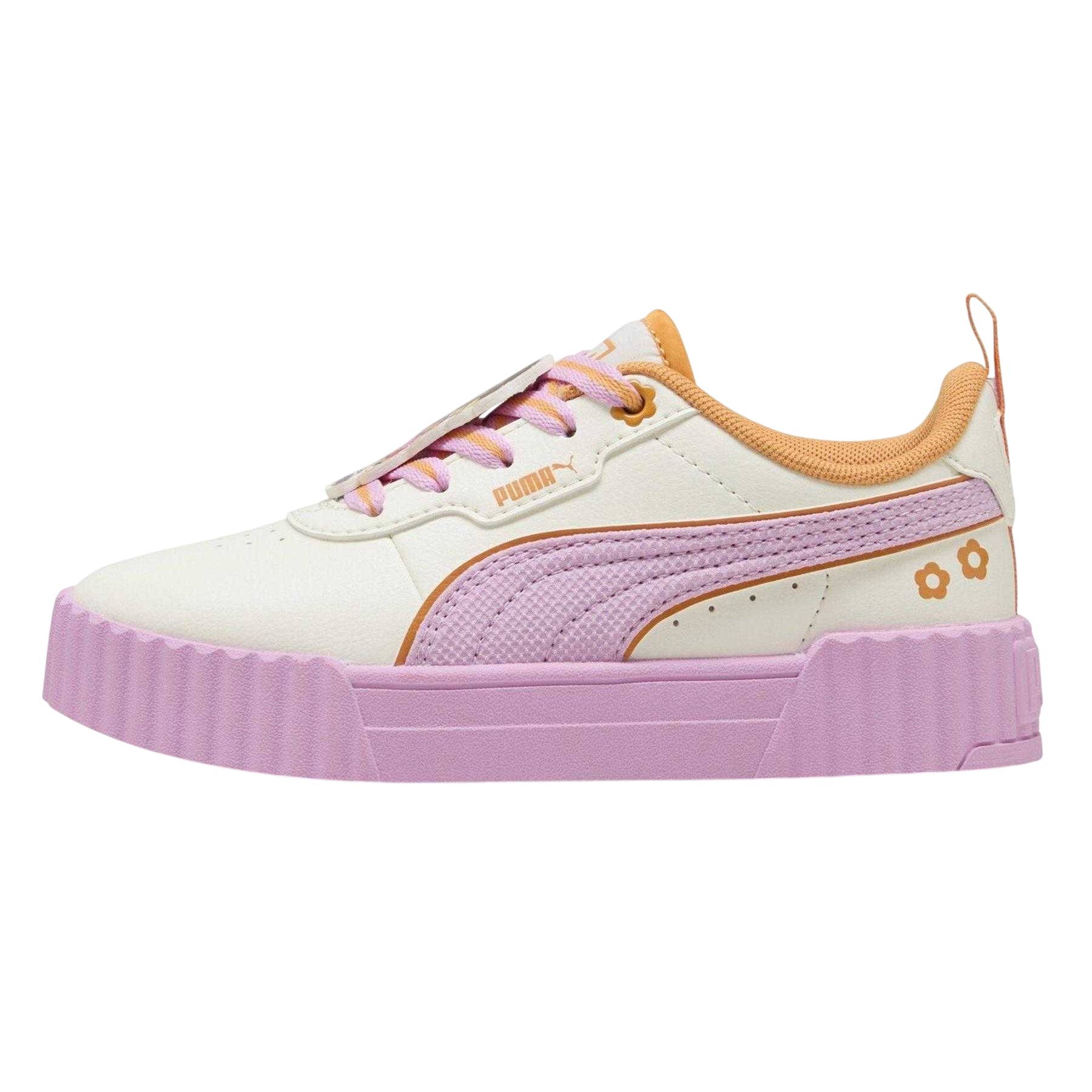 White-Papaya - Back - Puma Childrens-Kids Carina 3.0 Dora The Explorer Leather Chunky Flat Trainers