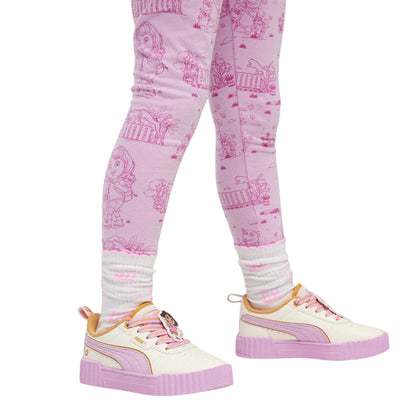 White-Papaya - Pack Shot - Puma Childrens-Kids Carina 3.0 Dora The Explorer Leather Chunky Flat Trainers