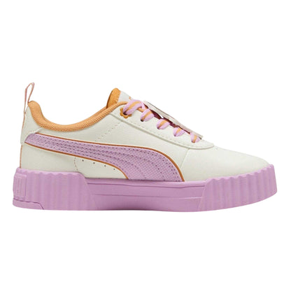 White-Papaya - Front - Puma Childrens-Kids Carina 3.0 Dora The Explorer Leather Chunky Flat Trainers
