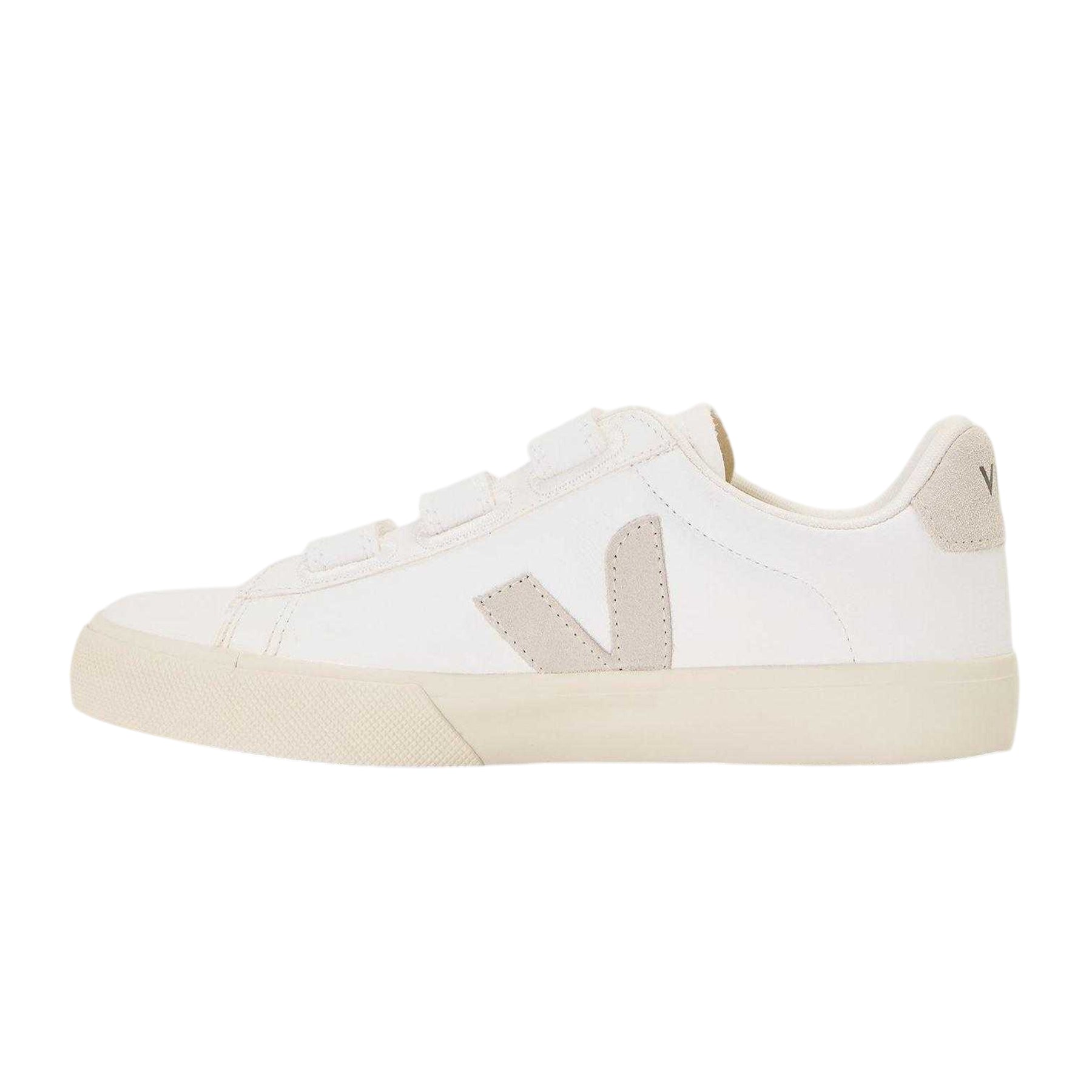 White-Natural - Back - Veja Womens-Ladies Recife Leather Touch Fastening Court Trainers