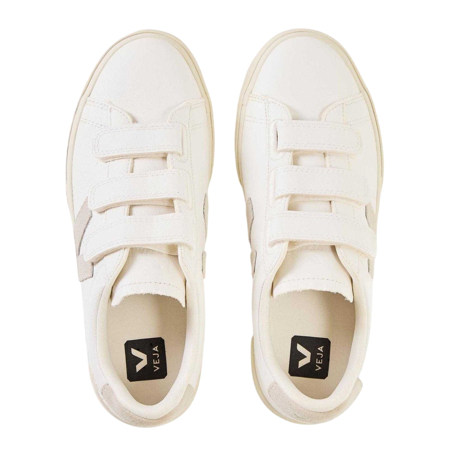 White-Natural - Side - Veja Womens-Ladies Recife Leather Touch Fastening Court Trainers