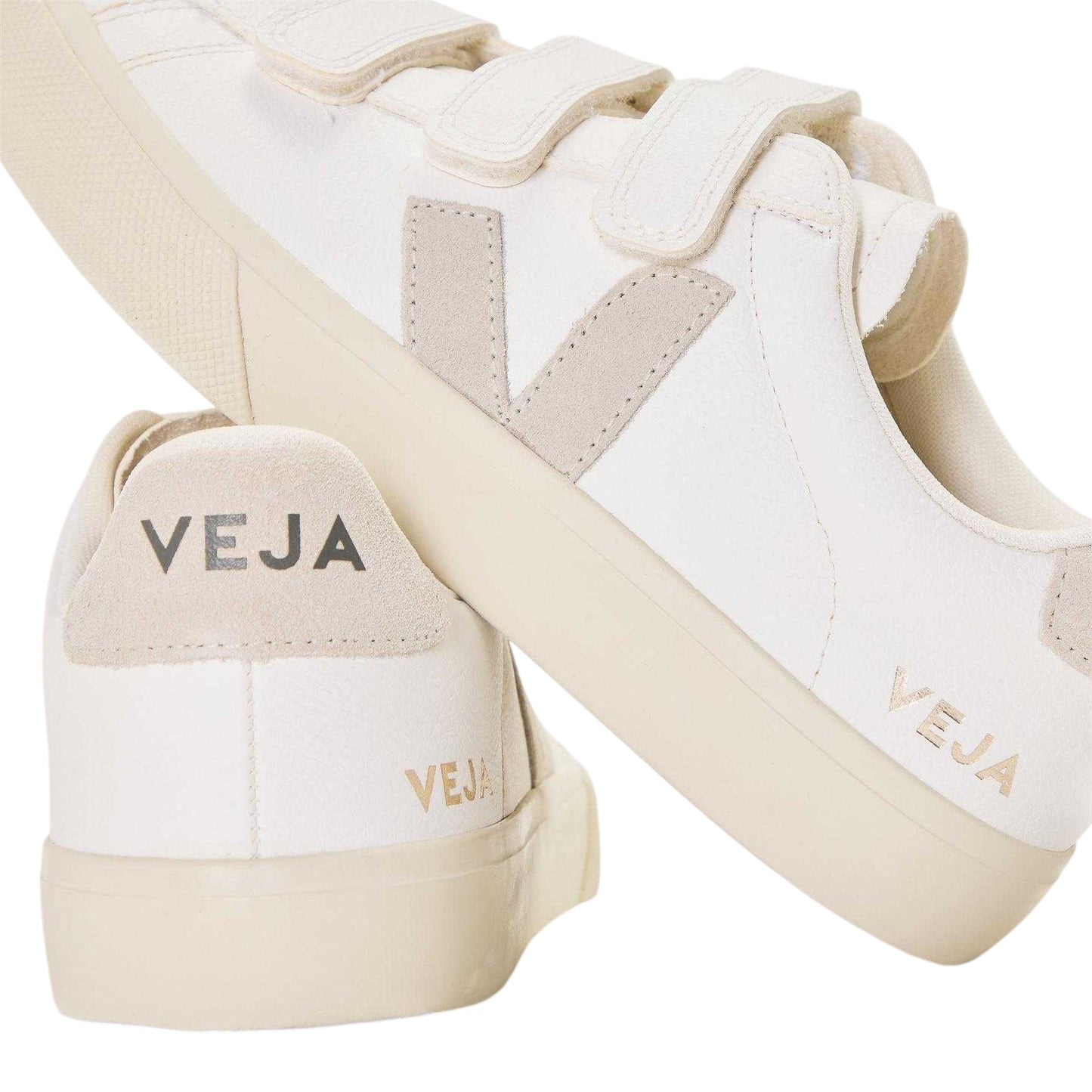 White-Natural - Lifestyle - Veja Womens-Ladies Recife Leather Touch Fastening Court Trainers