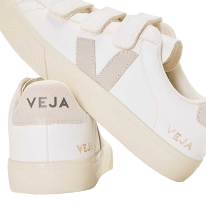 White-Natural - Lifestyle - Veja Womens-Ladies Recife Leather Touch Fastening Court Trainers