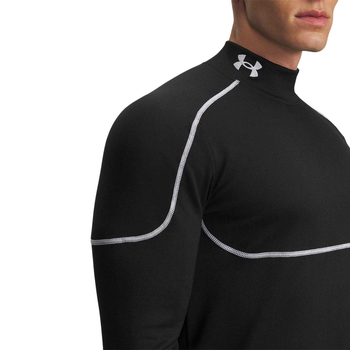 Black - Side - Under Armour Mens Grid Athletic Base Layer Top