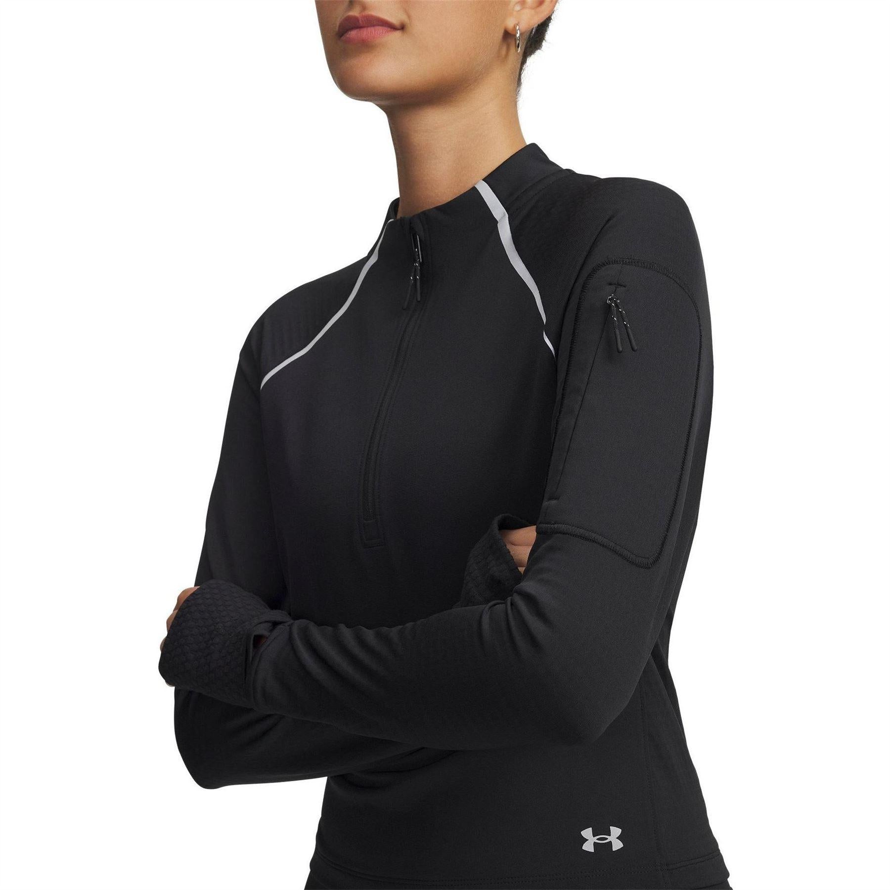 Black - Side - Under Armour Womens-Ladies Velociti Long-Sleeved Top