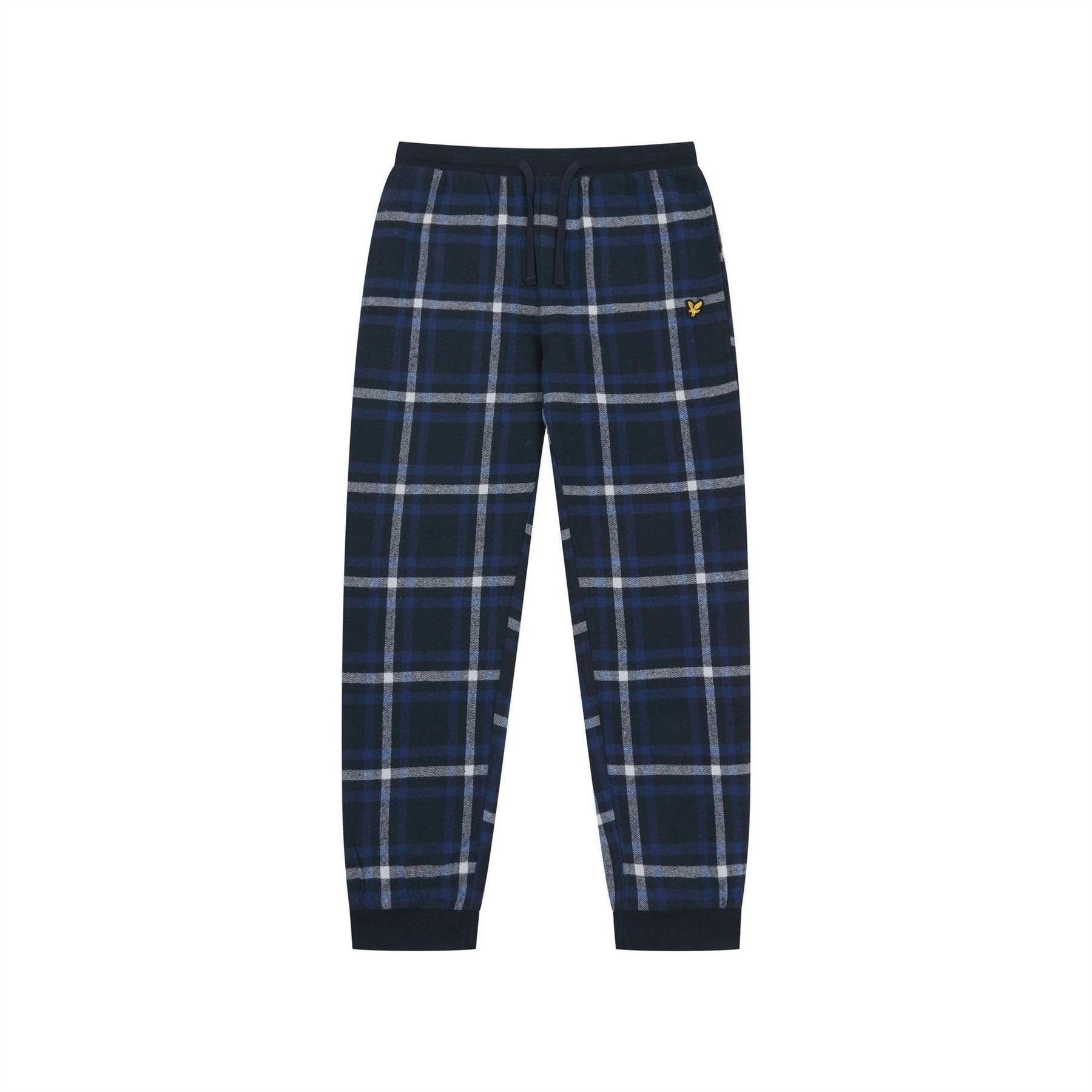 White-Green - Side - Lyle & Scott Mens Ezekial Logo Pyjama Set