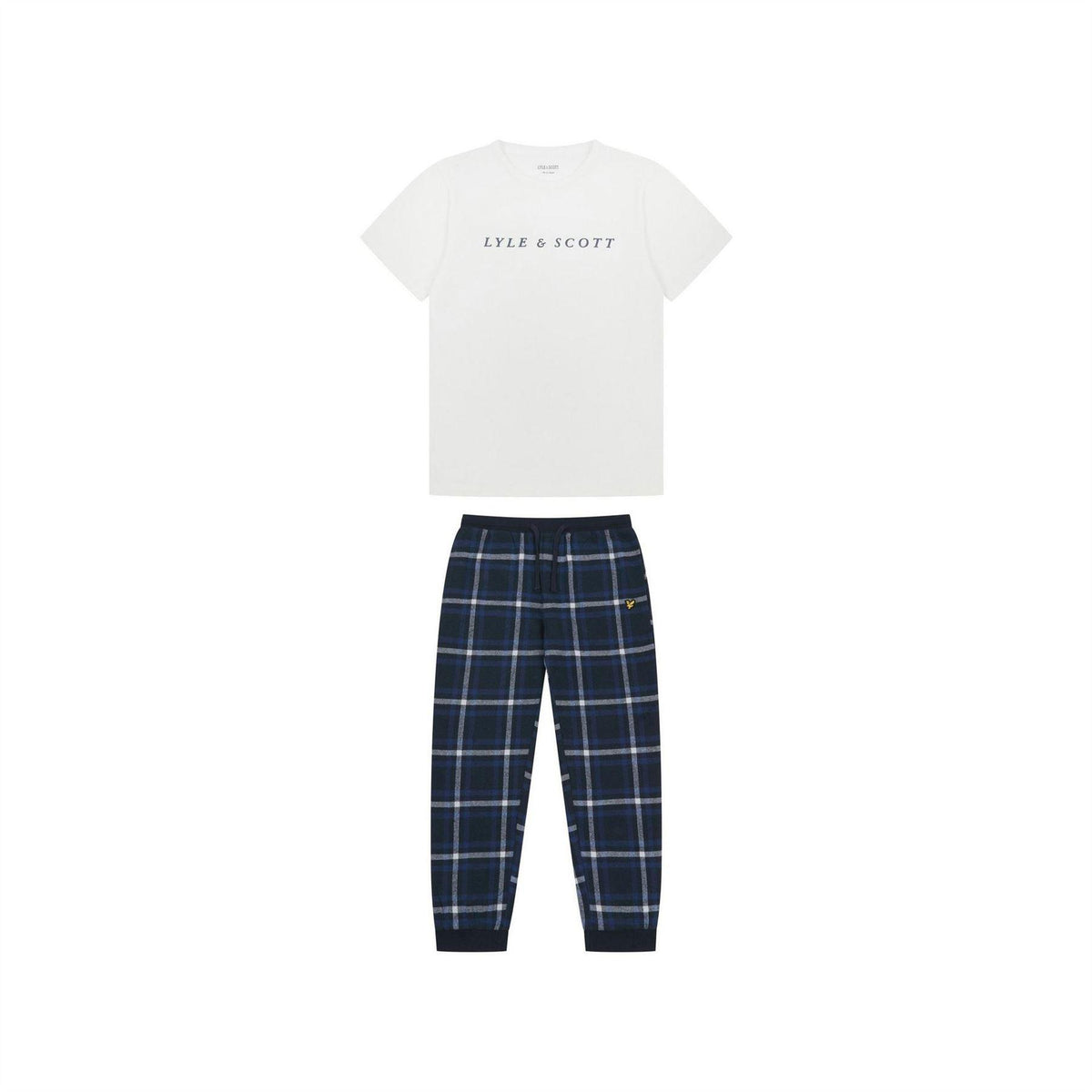White-Green - Front - Lyle & Scott Mens Ezekial Logo Pyjama Set