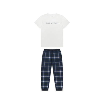 White-Green - Front - Lyle & Scott Mens Ezekial Logo Pyjama Set