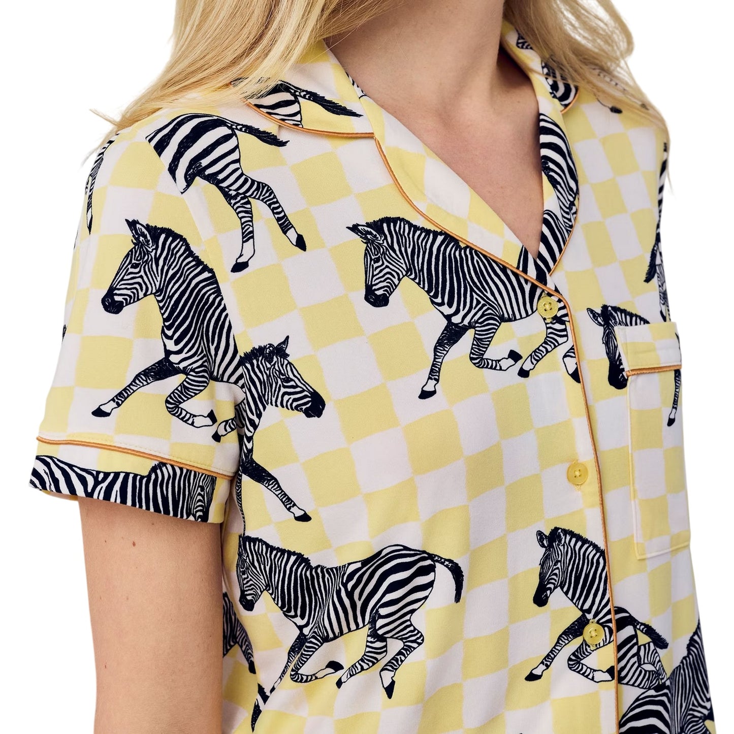 Yellow - Side - Chelsea Peers Womens-Ladies Animal Print Short Pyjama Set