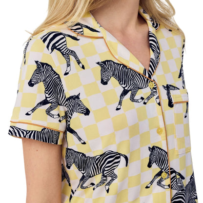 Yellow - Side - Chelsea Peers Womens-Ladies Animal Print Short Pyjama Set