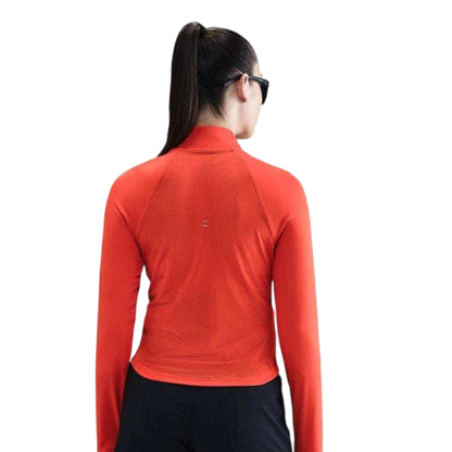 Picante Red - Back - Nike Womens-Ladies Tempo Zip Neck Long-Sleeved Top