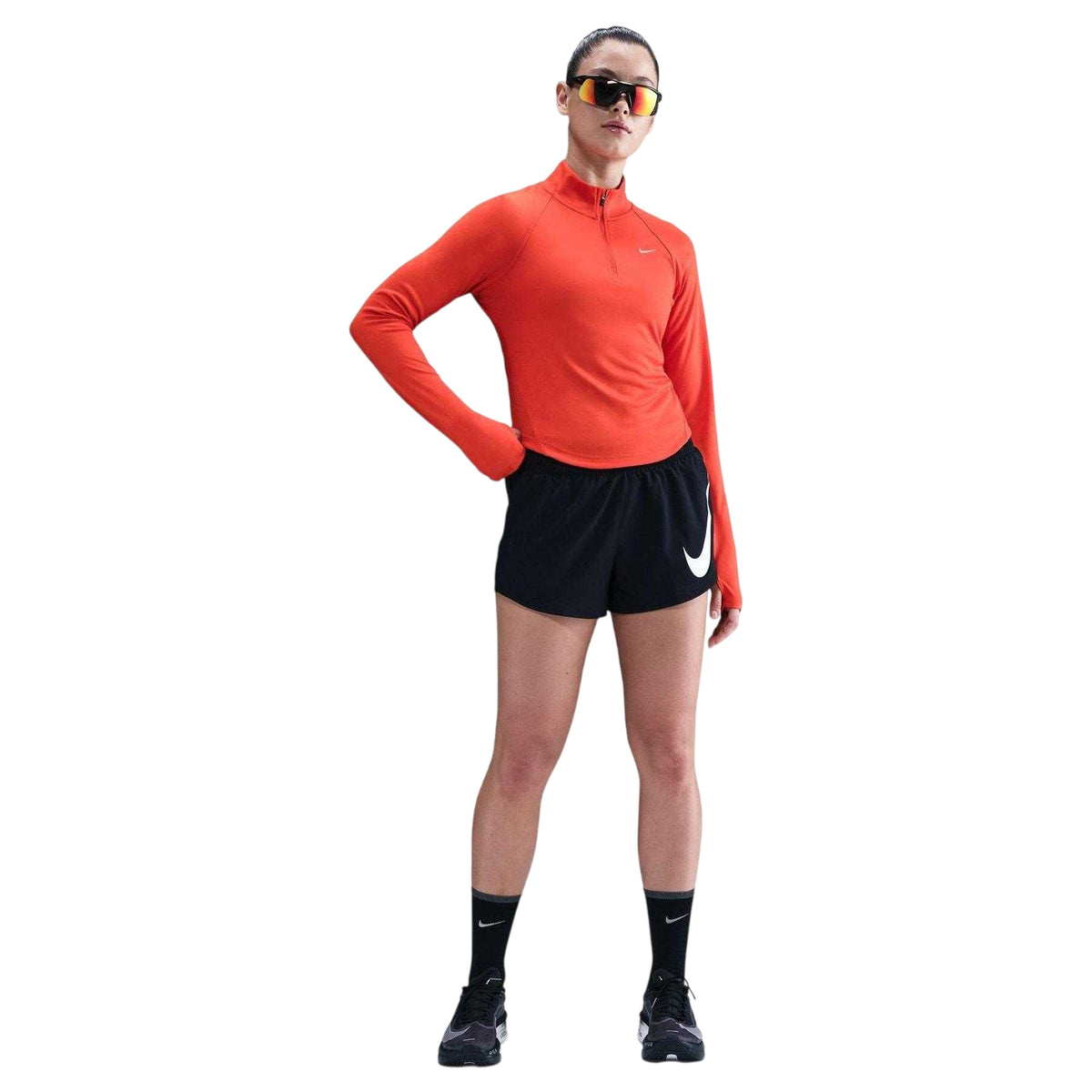 Picante Red - Pack Shot - Nike Womens-Ladies Tempo Zip Neck Long-Sleeved Top