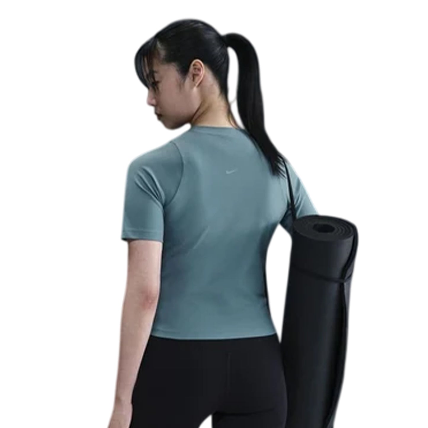 Smokey Blue - Back - Nike Womens-Ladies Zenvy Swoosh Ribbed Top