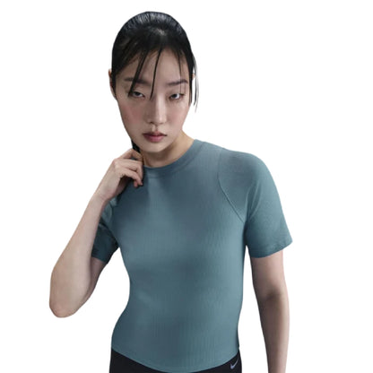 Smokey Blue - Side - Nike Womens-Ladies Zenvy Swoosh Ribbed Top