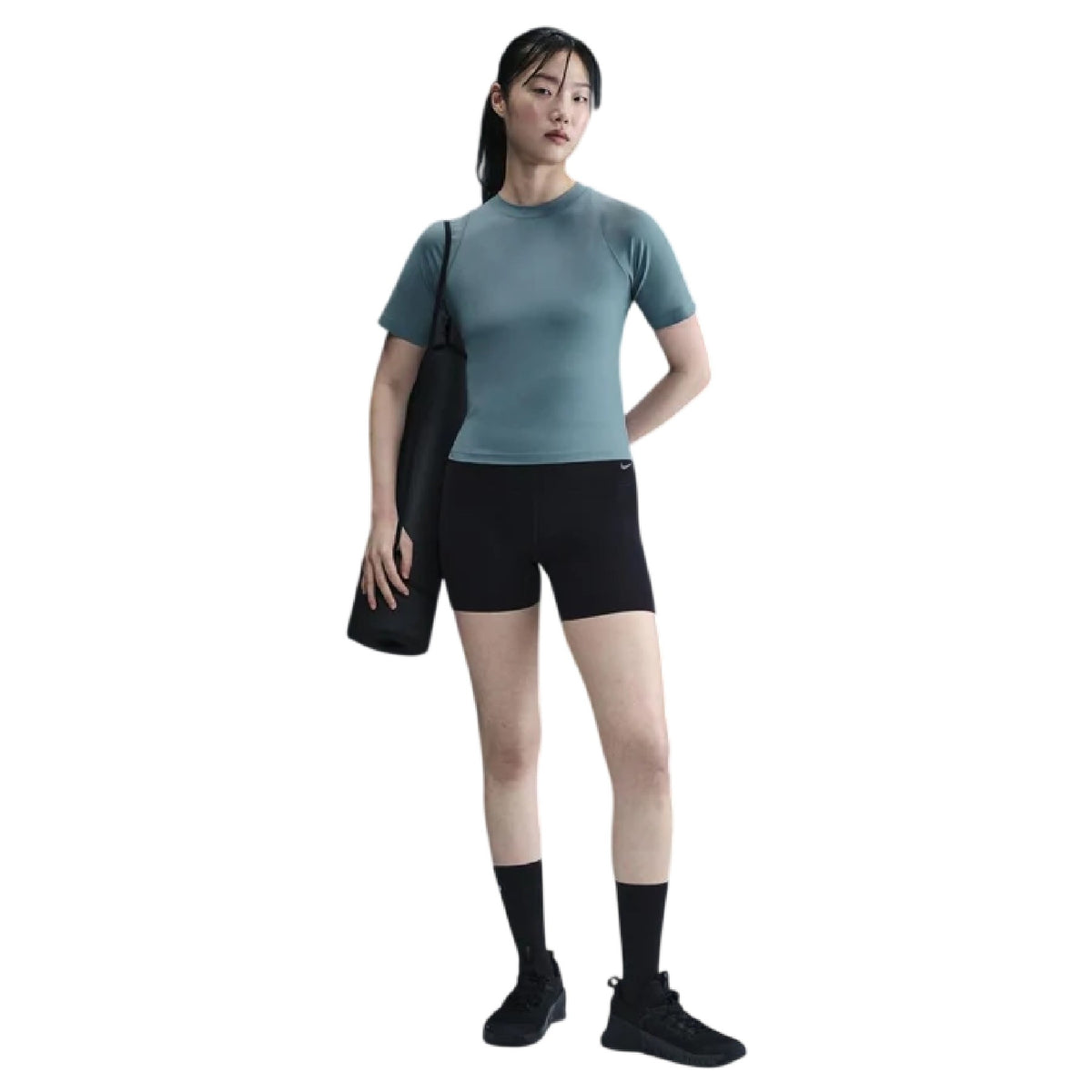 Smokey Blue - Lifestyle - Nike Womens-Ladies Zenvy Swoosh Ribbed Top