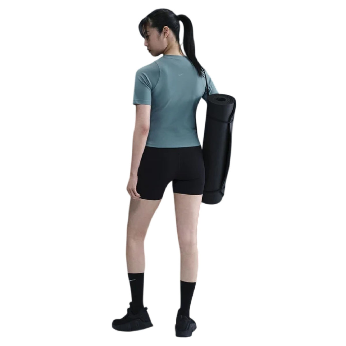 Smokey Blue - Pack Shot - Nike Womens-Ladies Zenvy Swoosh Ribbed Top