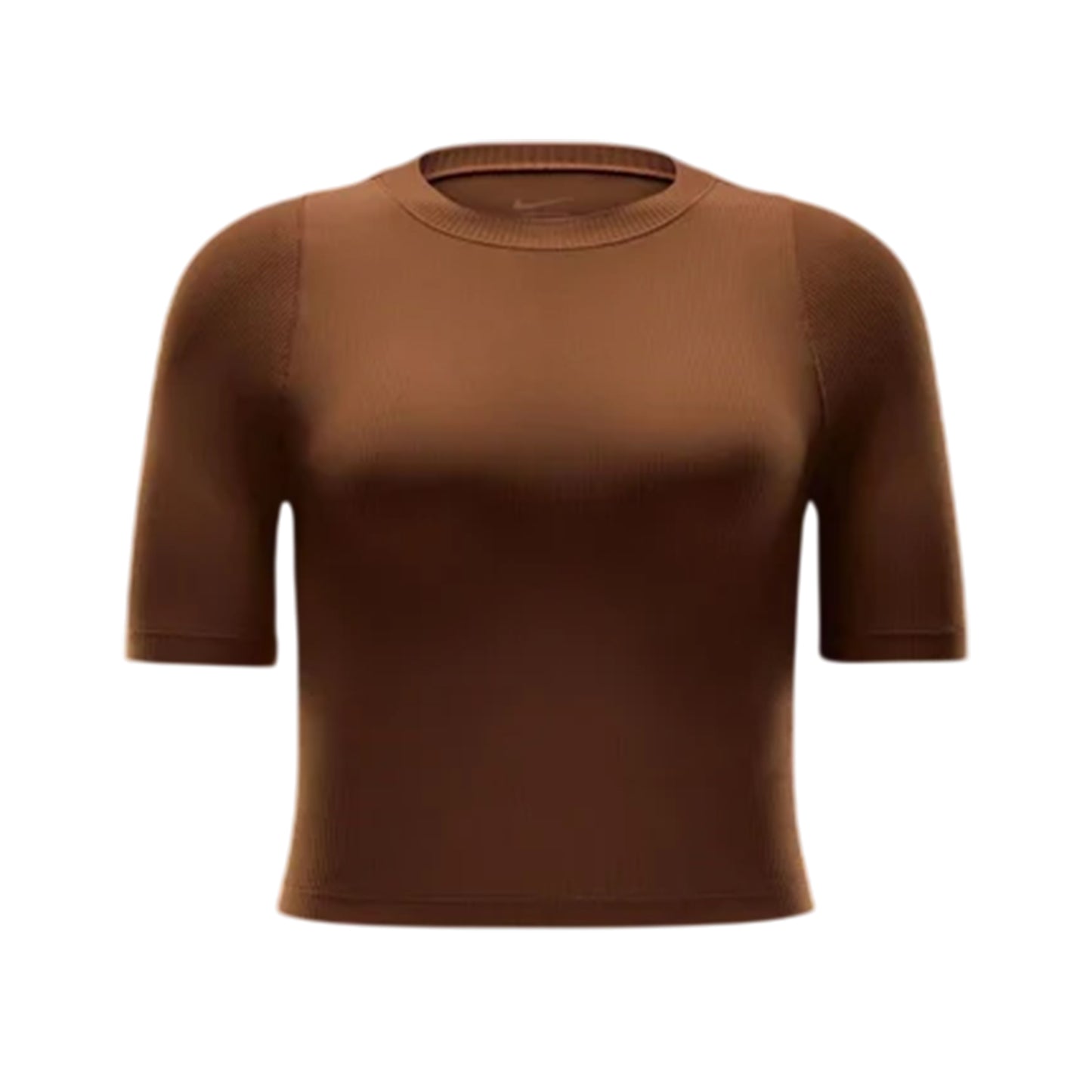Tan-White - Front - Nike Womens-Ladies Zenvy Swoosh Ribbed Top