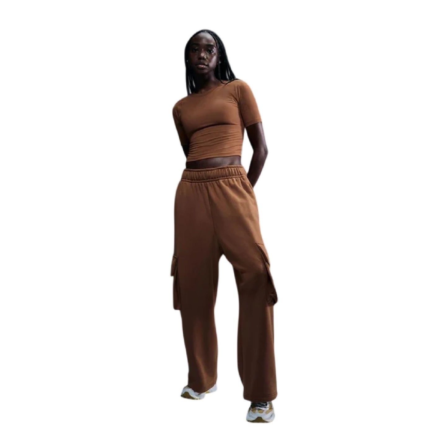 Tan-White - Lifestyle - Nike Womens-Ladies Zenvy Swoosh Ribbed Top