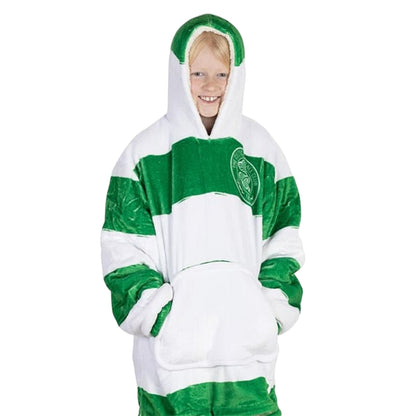 Celtic Green - Side - Celtic FC Childrens-Kids Oversized Hoodie Blanket