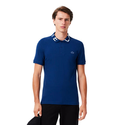 Blue - Front - Lacoste Mens Movement Pique Slim Polo Shirt