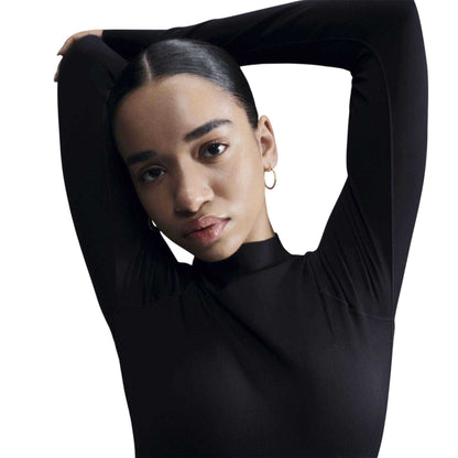 Black - Pack Shot - Nike Womens-Ladies Dri-FIT Long-Sleeved Track Top