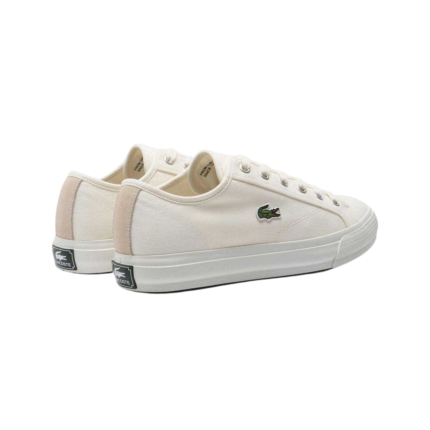 Beige - Back - Lacoste Mens Backcourt Canvas Trainers