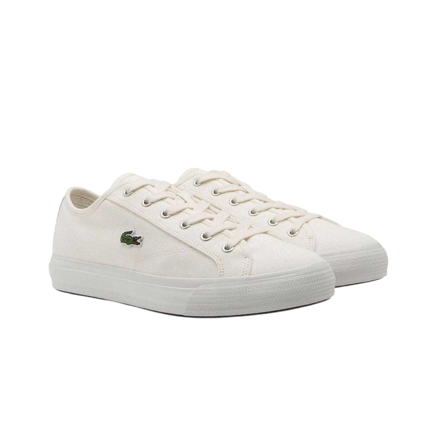 Beige - Side - Lacoste Mens Backcourt Canvas Trainers