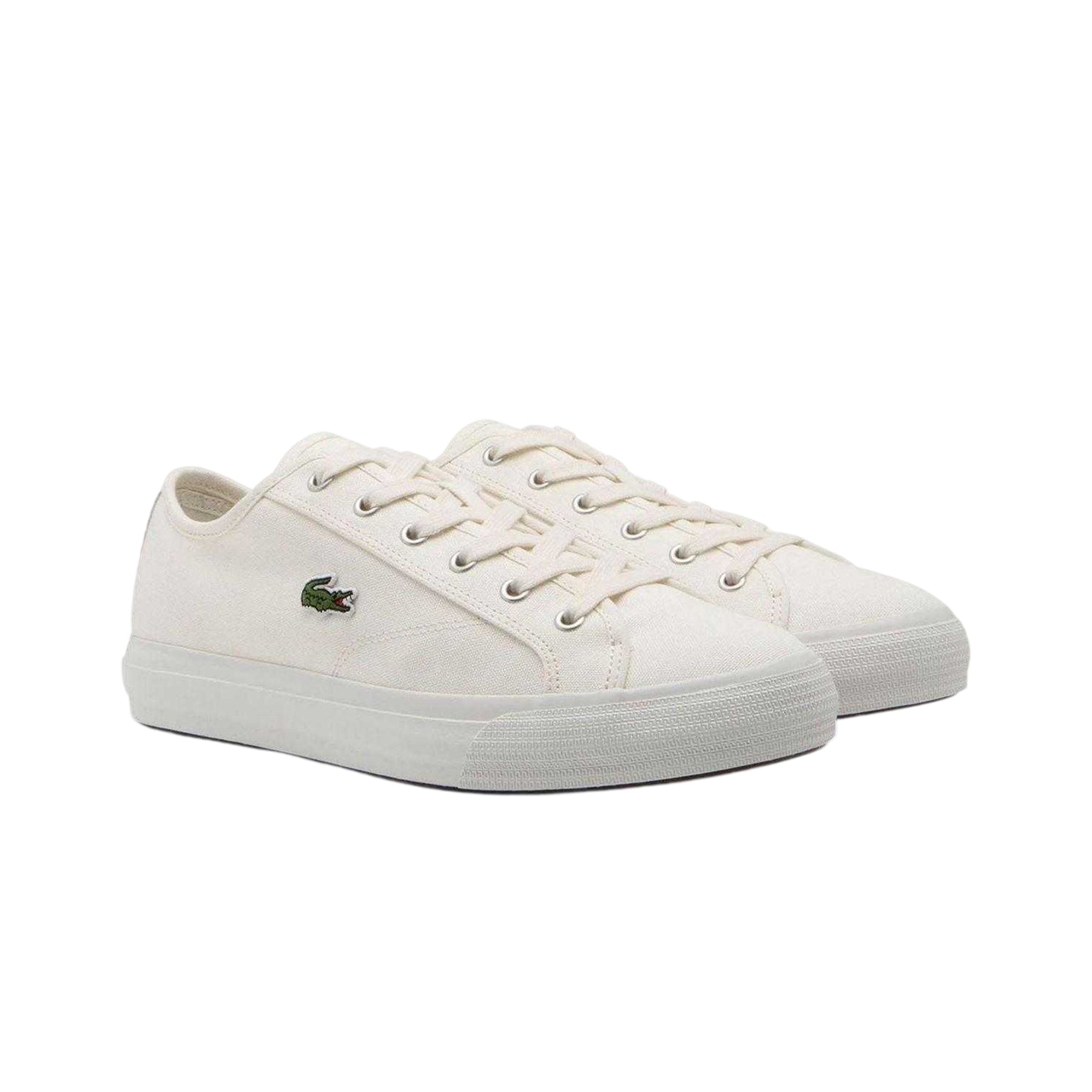 Beige - Side - Lacoste Mens Backcourt Canvas Trainers