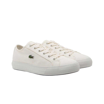 Beige - Side - Lacoste Mens Backcourt Canvas Trainers