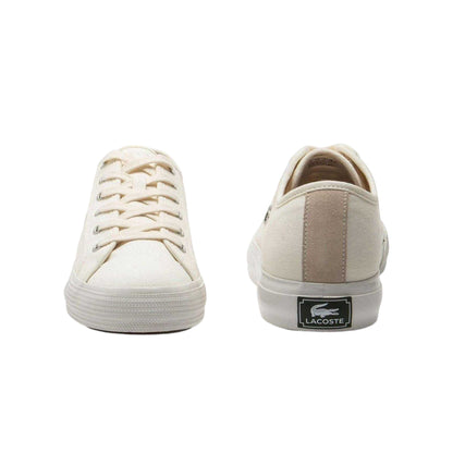 Beige - Pack Shot - Lacoste Mens Backcourt Canvas Trainers
