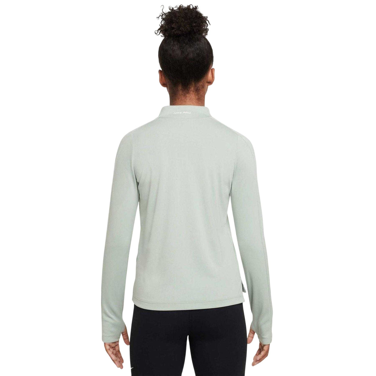 Jade Green - Back - Nike Girls Pro Zip Neck Top