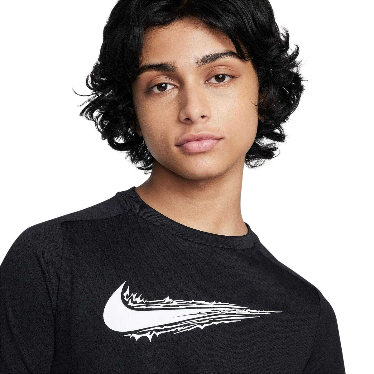 Black-White - Side - Nike Childrens-Kids Big Logo T-Shirt