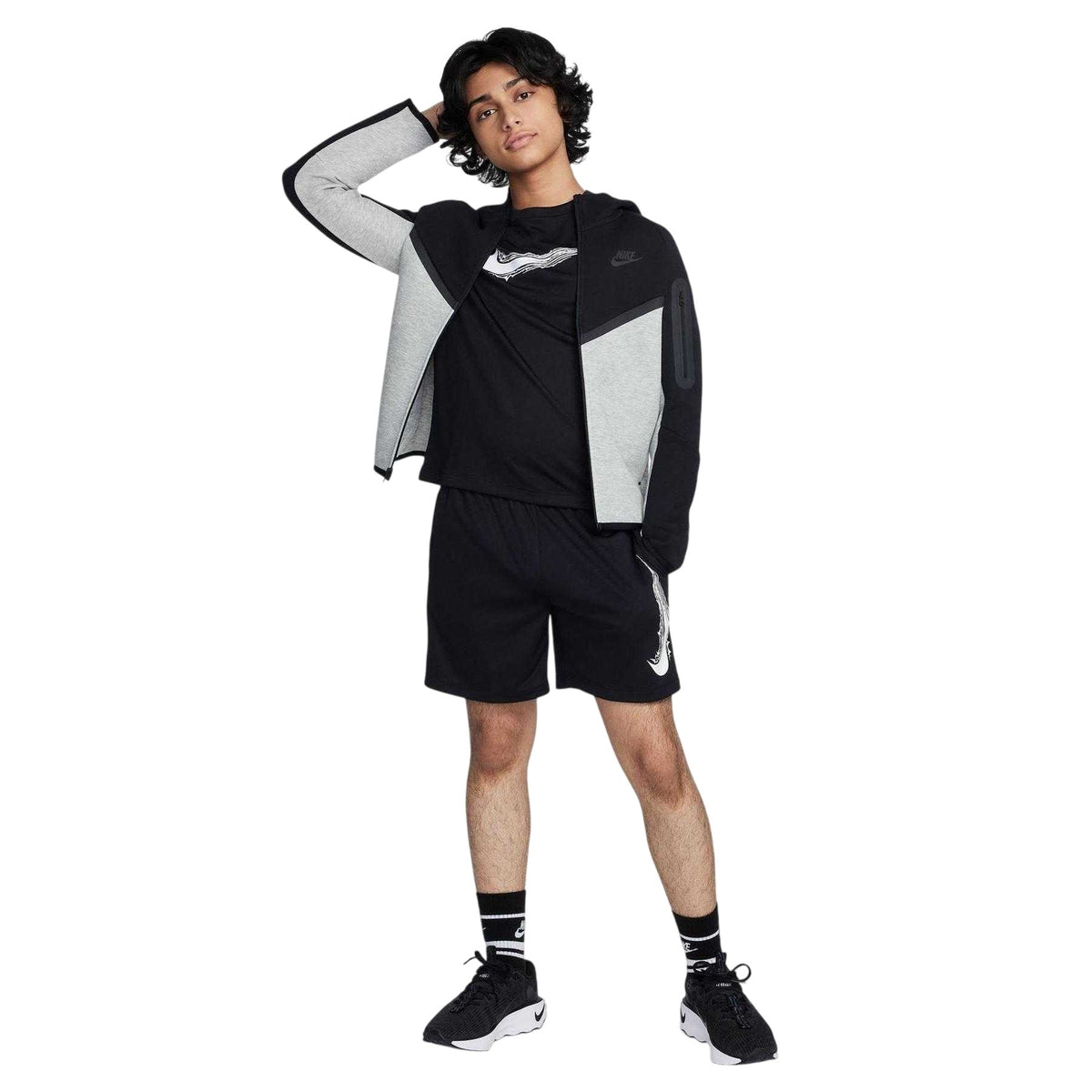 Black-White - Pack Shot - Nike Childrens-Kids Big Logo T-Shirt