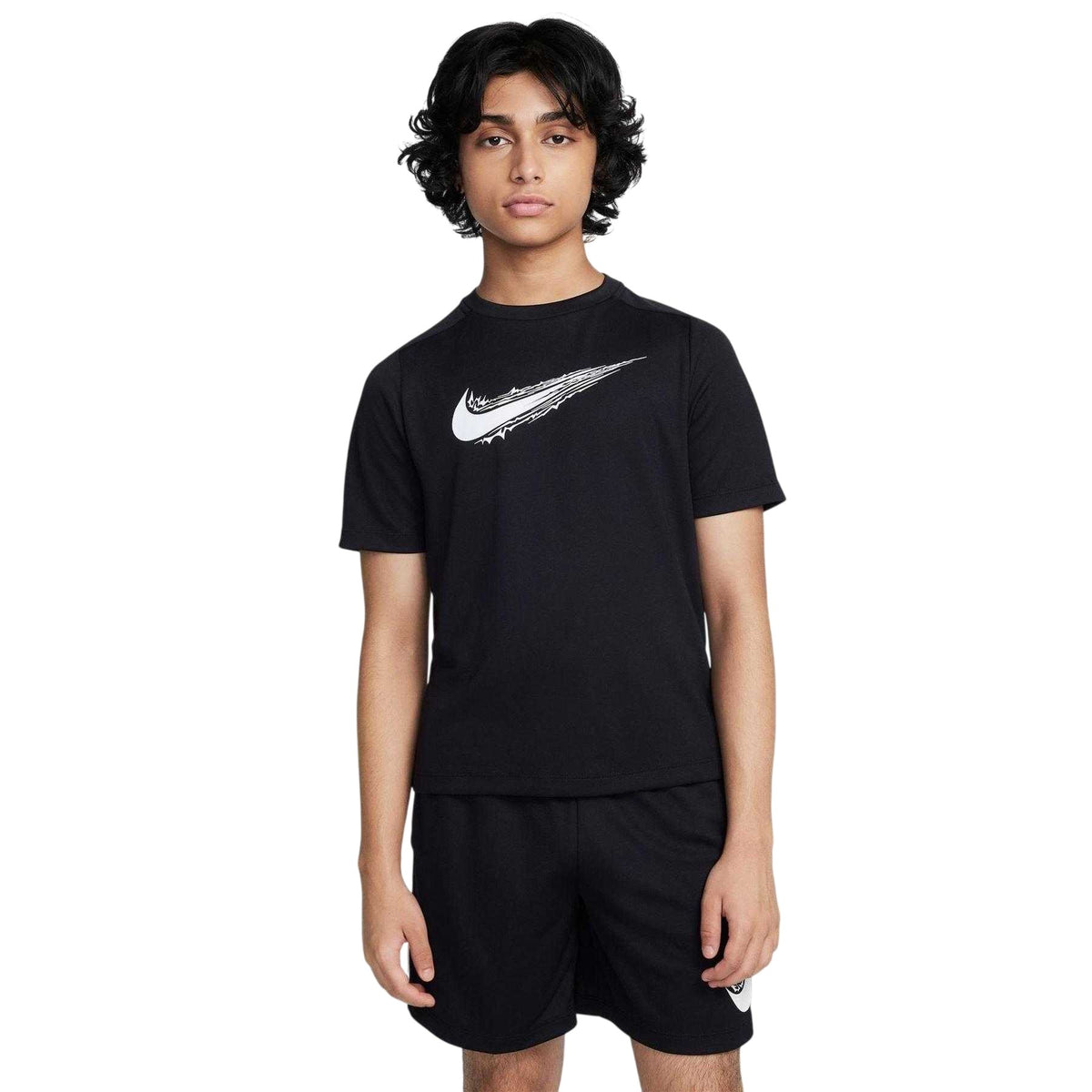 Black-White - Front - Nike Childrens-Kids Big Logo T-Shirt