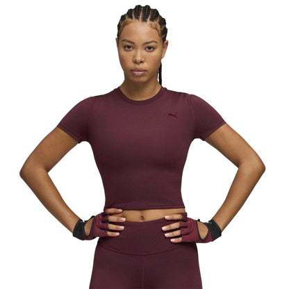 Ruby Red - Side - Puma Womens-Ladies Performance Short-Sleeved Gym Top