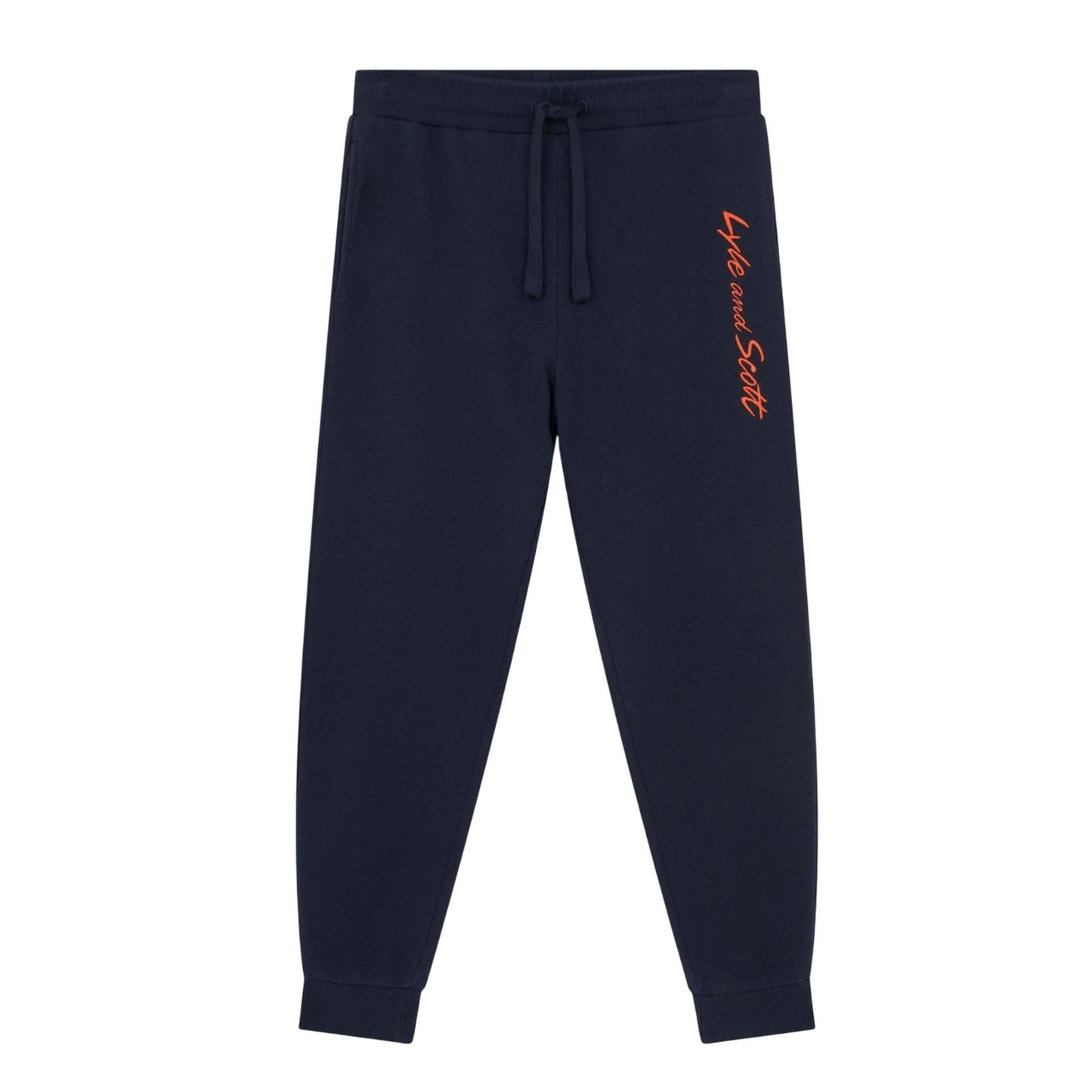 Navy-Orange - Front - Lyle & Scott Mens Script Embroidered Jogging Bottoms