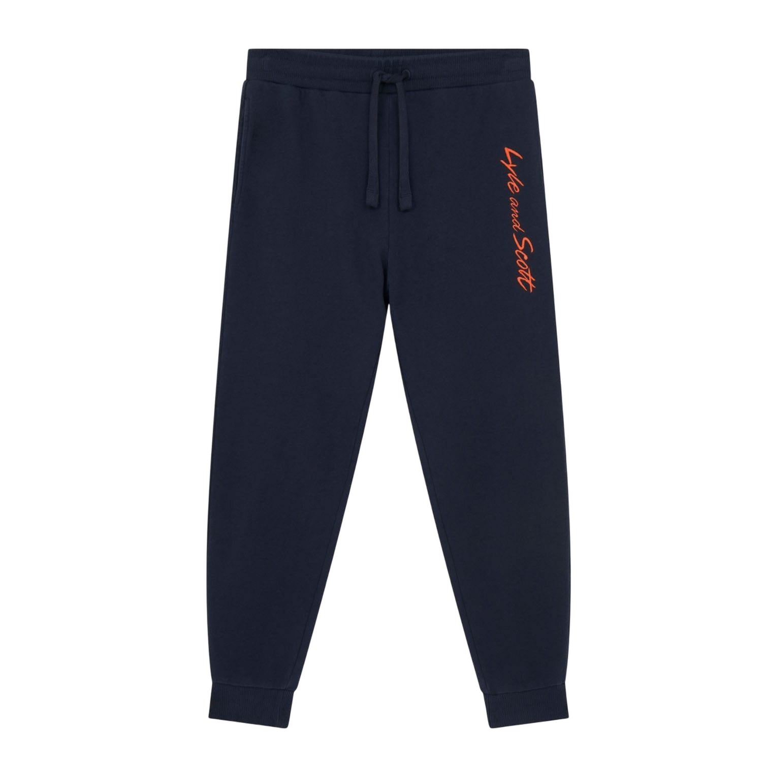 Navy-Orange - Front - Lyle & Scott Mens Script Embroidered Jogging Bottoms