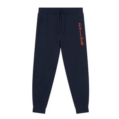 Navy-Orange - Front - Lyle & Scott Mens Script Embroidered Jogging Bottoms