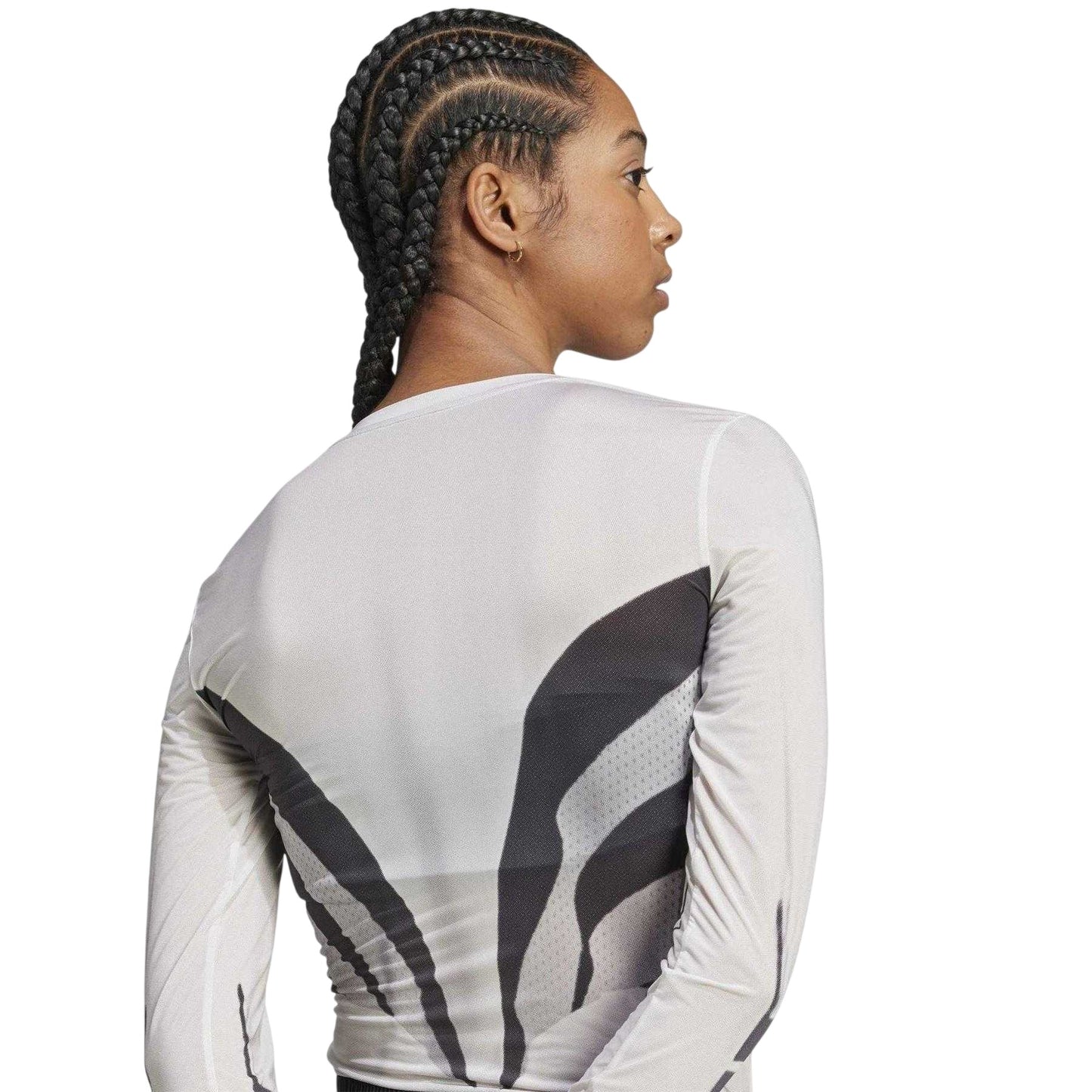 Cloud White - Side - Adidas Womens-Ladies Atlanta Printed Full Zip Long-Sleeved T-Shirt