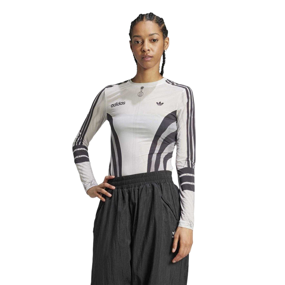 Cloud White - Pack Shot - Adidas Womens-Ladies Atlanta Printed Full Zip Long-Sleeved T-Shirt