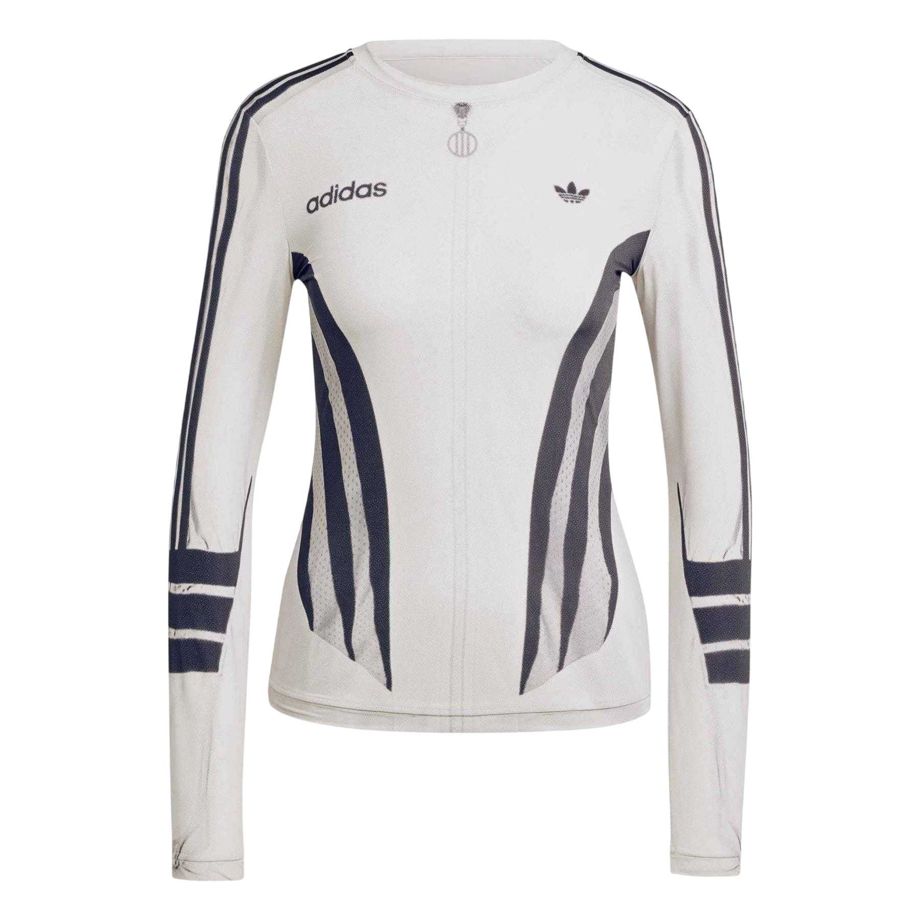 Cloud White - Front - Adidas Womens-Ladies Atlanta Printed Full Zip Long-Sleeved T-Shirt