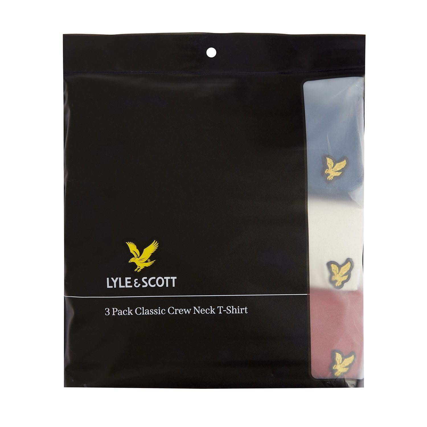 Navy-Light Pink-Red - Side - Lyle & Scott Unisex Adult Basic T-Shirt (Pack of 3)