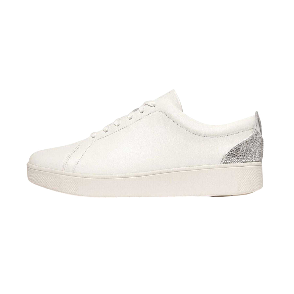 White - Back - FitFlop Womens-Ladies Rally Crysta Glitter Leather Trainers