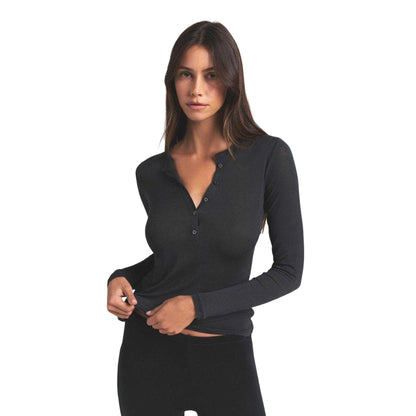 Onyx - Side - Skims Womens-Ladies Sheer Henley Top