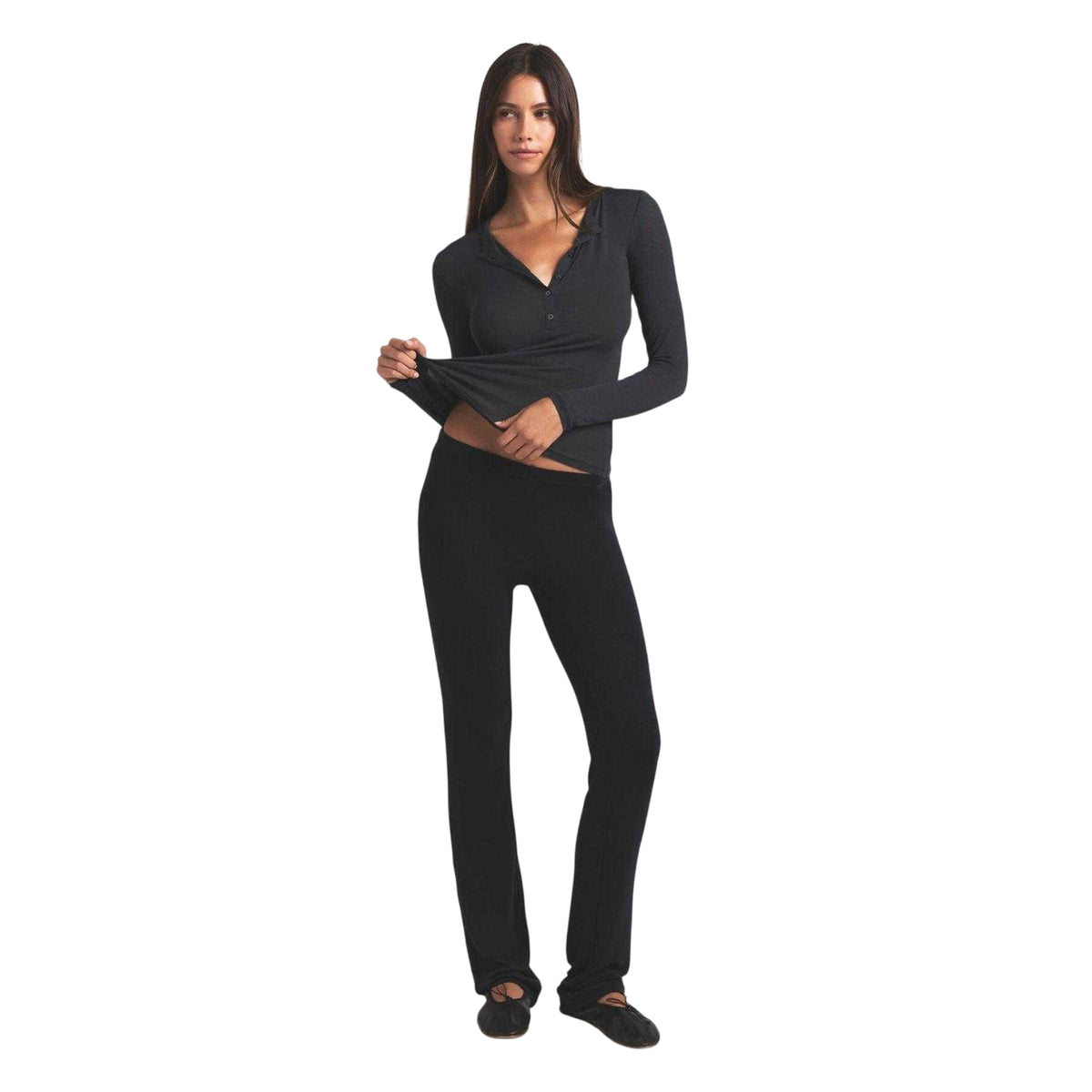 Onyx - Lifestyle - Skims Womens-Ladies Sheer Henley Top