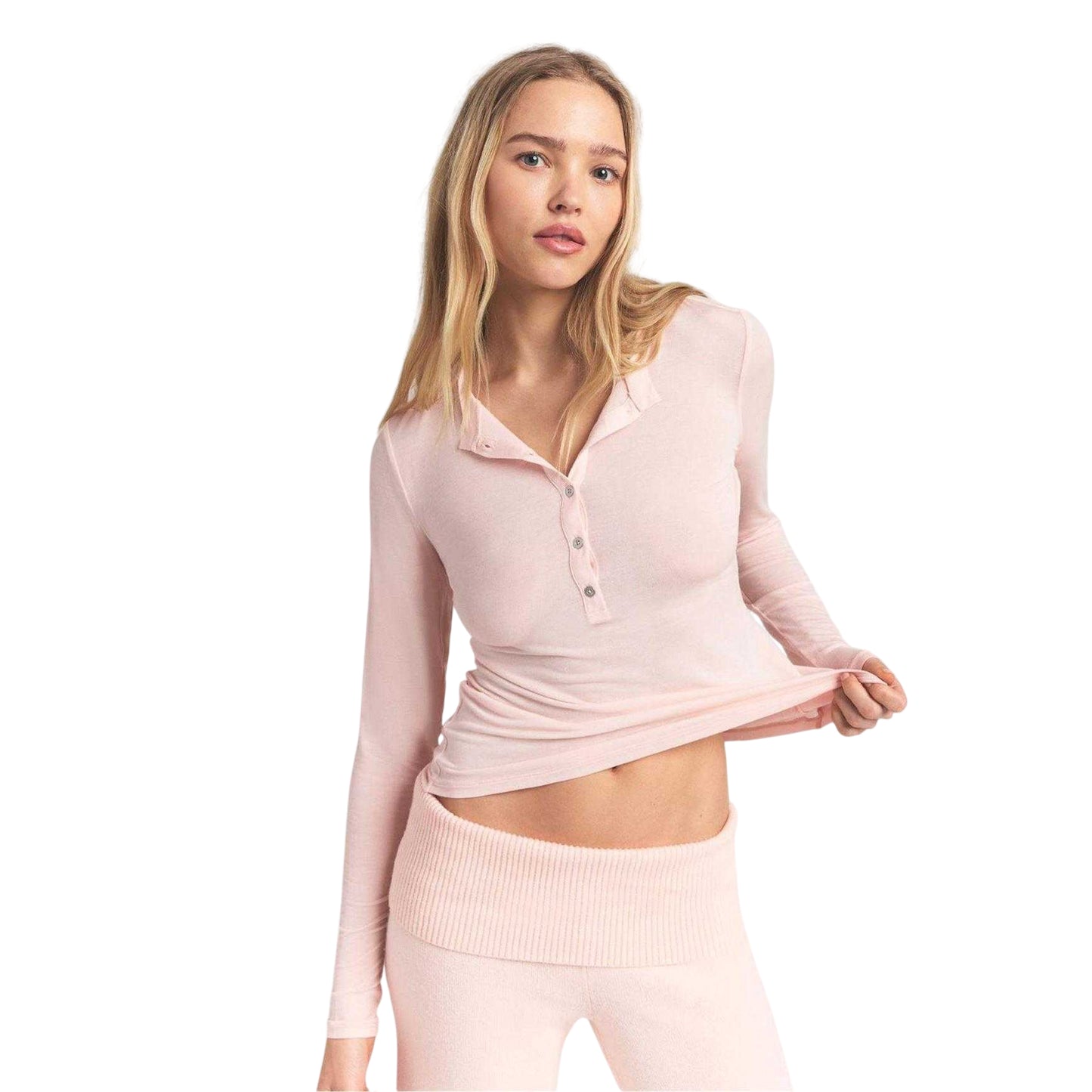Primrose - Back - Skims Womens-Ladies Sheer Henley Top
