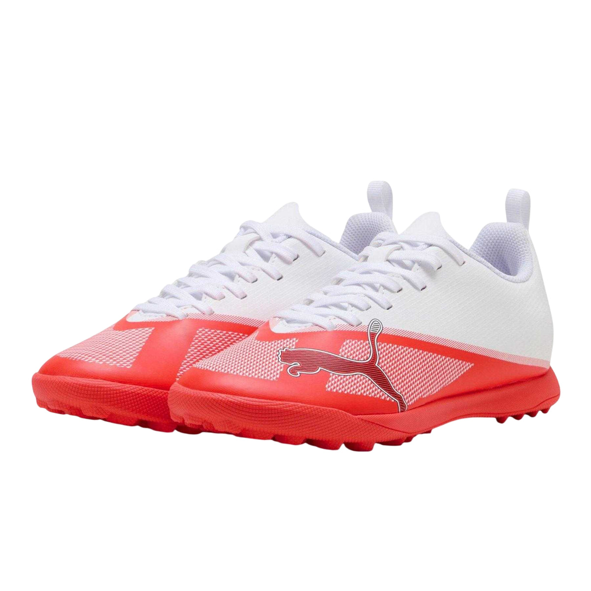White-Red - Close up - Puma Childrens-Kids Ultra Geometric Pattern Football Boots