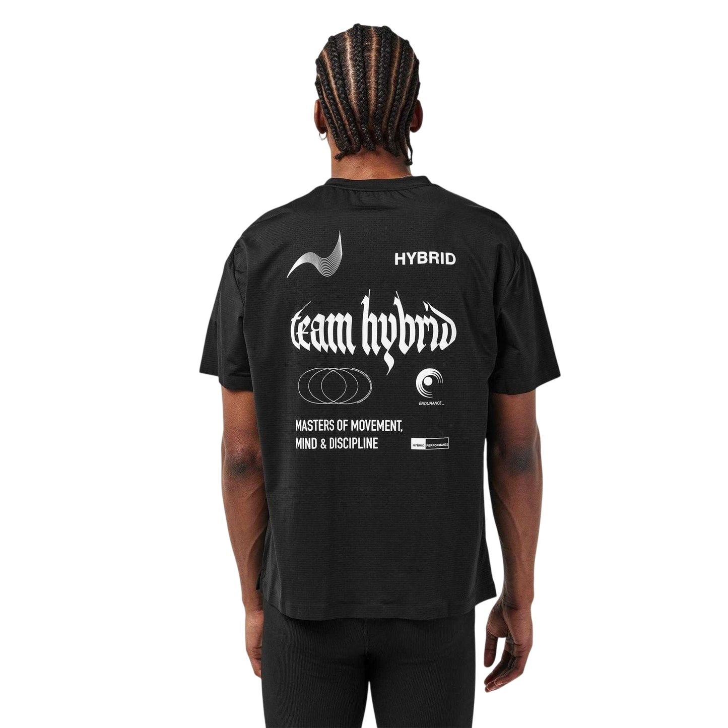 Black - Pack Shot - Hybrid Performance Mens Graphic Print Moisture Wicking Athletic Short-Sleeved Top
